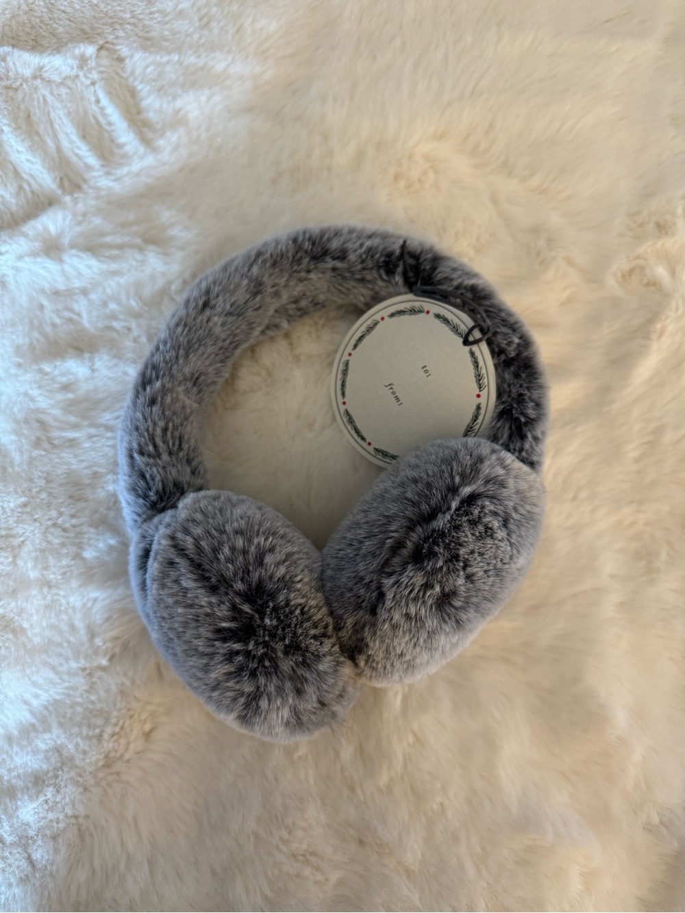Plush Grey Faux Fur Ear Muffs